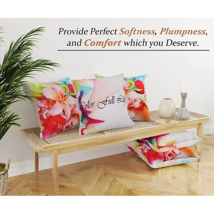 Cotton Fabric Throw Pillows, 2 Pack (16"x16") Cover & Insert, Green Abstract Floral