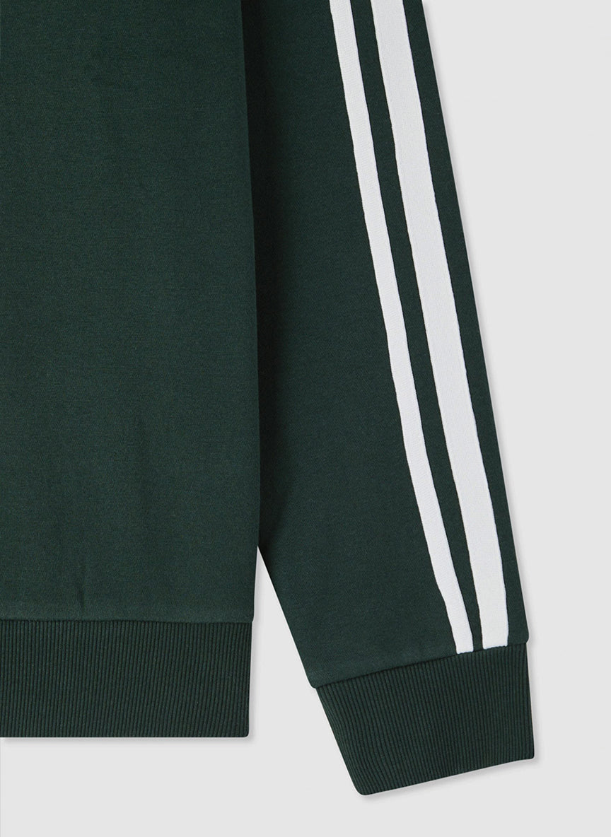 Men’s Dark Green Crewneck Sweatshirt with Double Sleeve Stripes