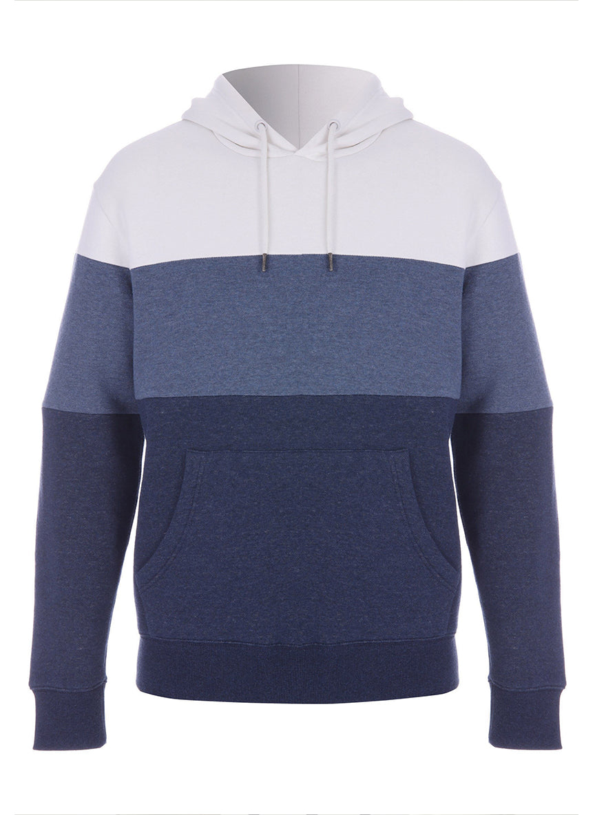 Men’s Color-Block Hoodie – White/Slate Blue/Navy