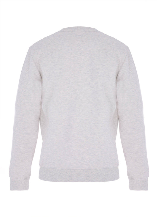 Mens Ecru Textured Crew Neck Sweatshirt