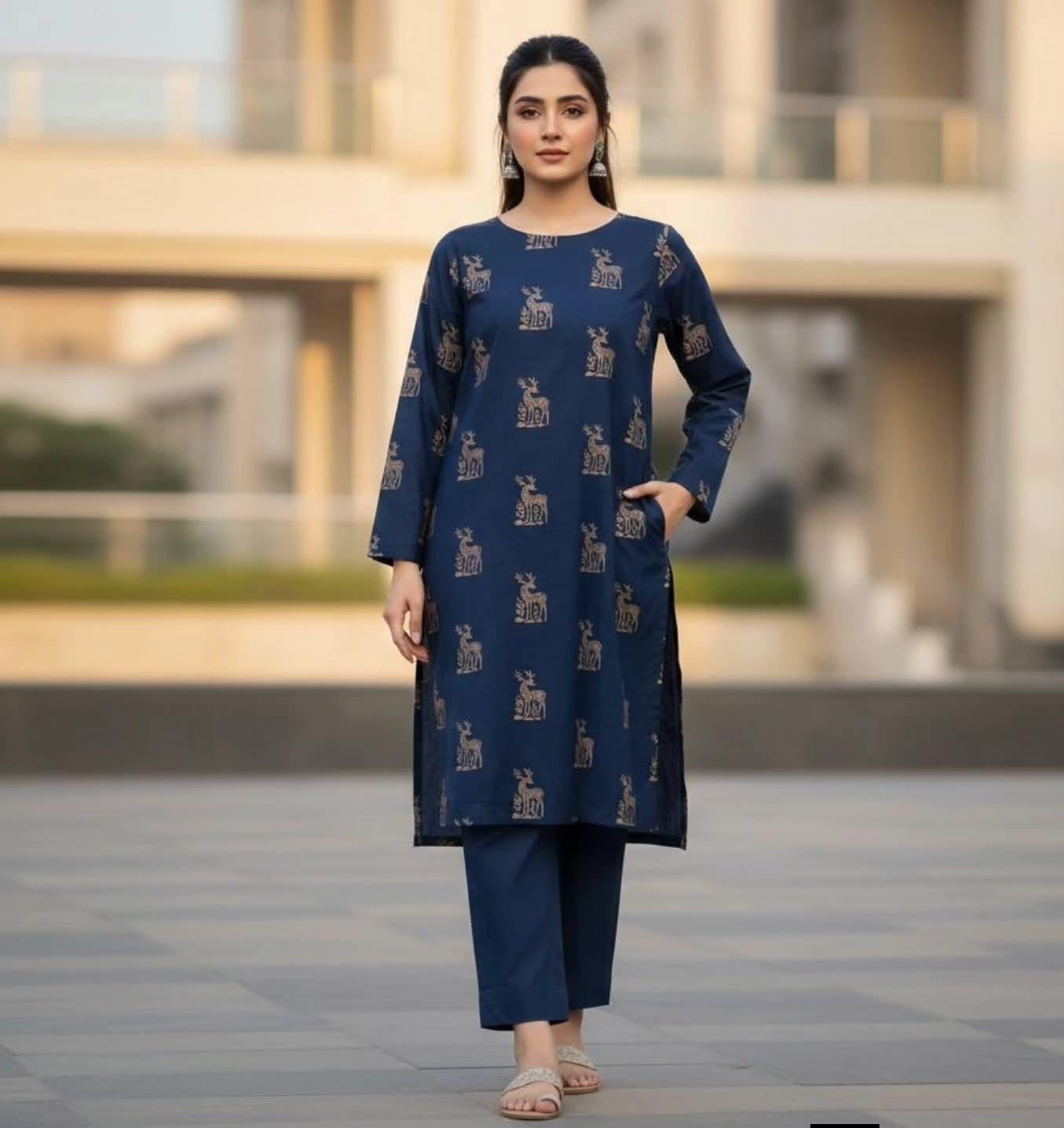 Navy blue women 2 piece dress RACDO Market