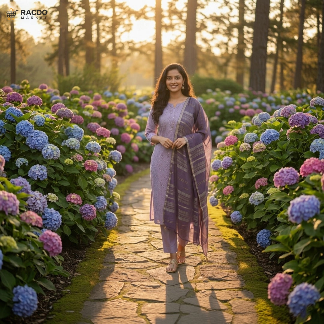 Lavender Luxury Jacquard Lawn Printed 3PC Unstitched – Premium Women’s Lawn Suit | Racdo Market