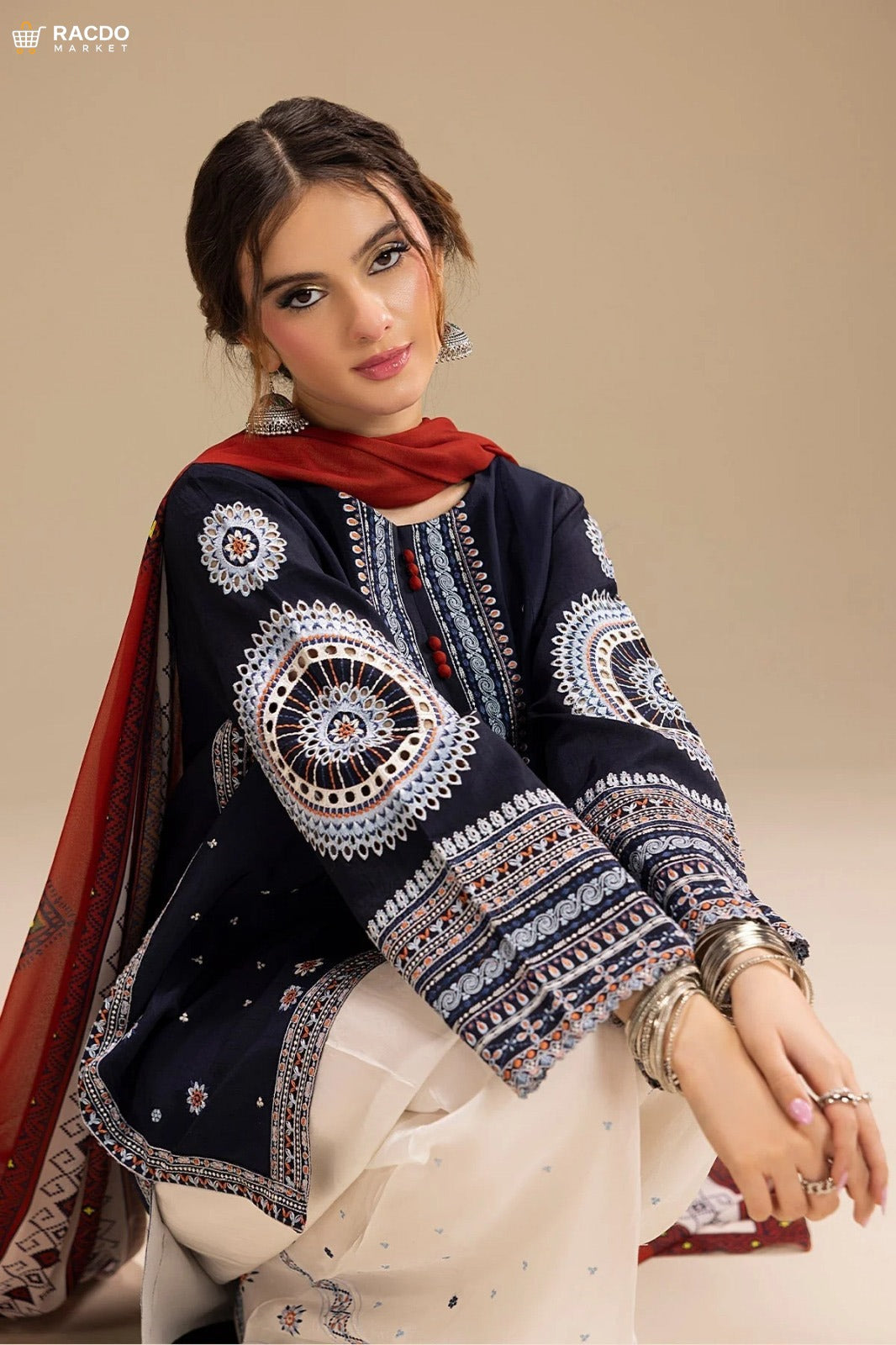 Dhanak Embroidered Shirt & Sleeves | Premium Unstitched Suit – RACDO MARKET