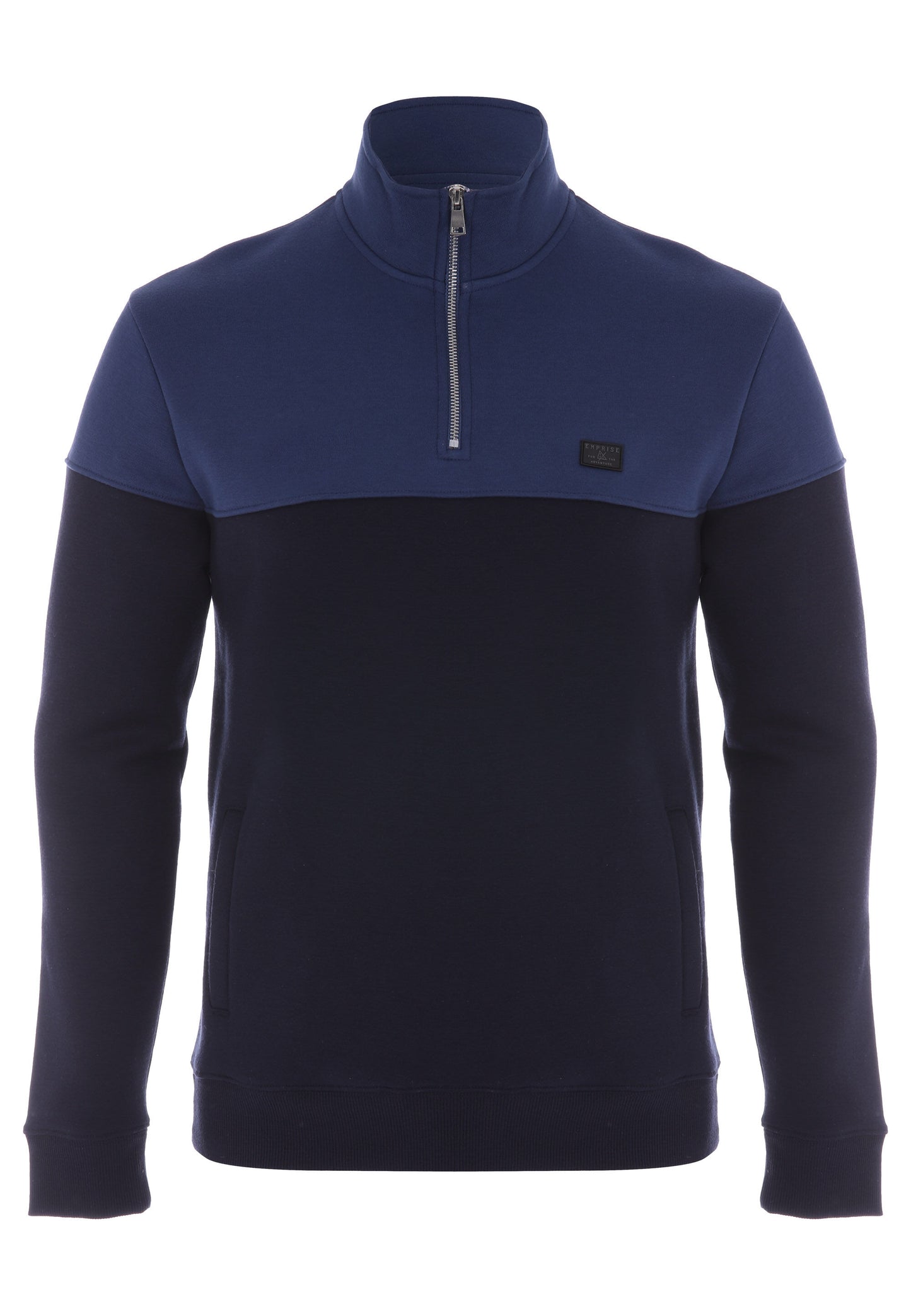 Mens Navy Colour Block Quarter Zip Sweatshirt