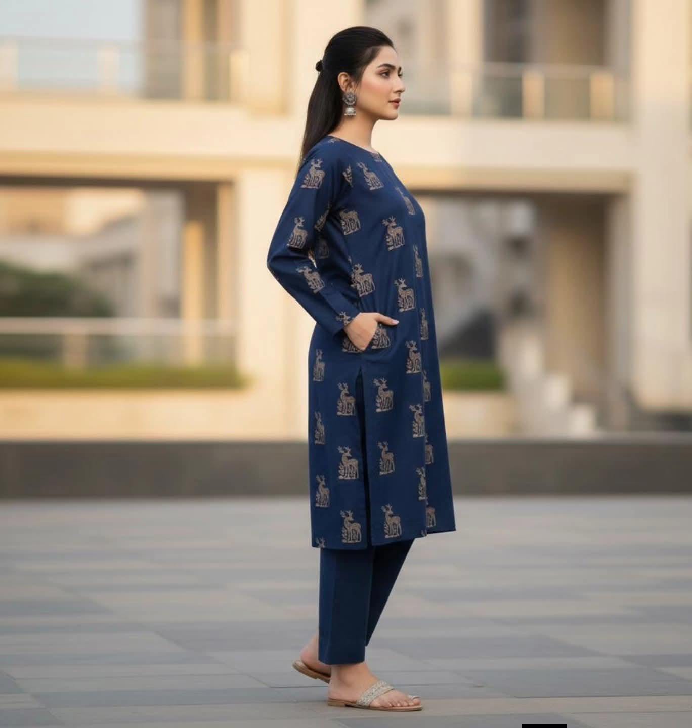 Navy blue women 2 piece dress RACDO Market
