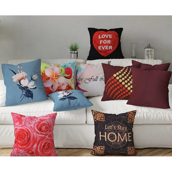 Cotton Fabric Throw Pillows, 2 Pack (16"x16") Cover & Insert, Black and Pink