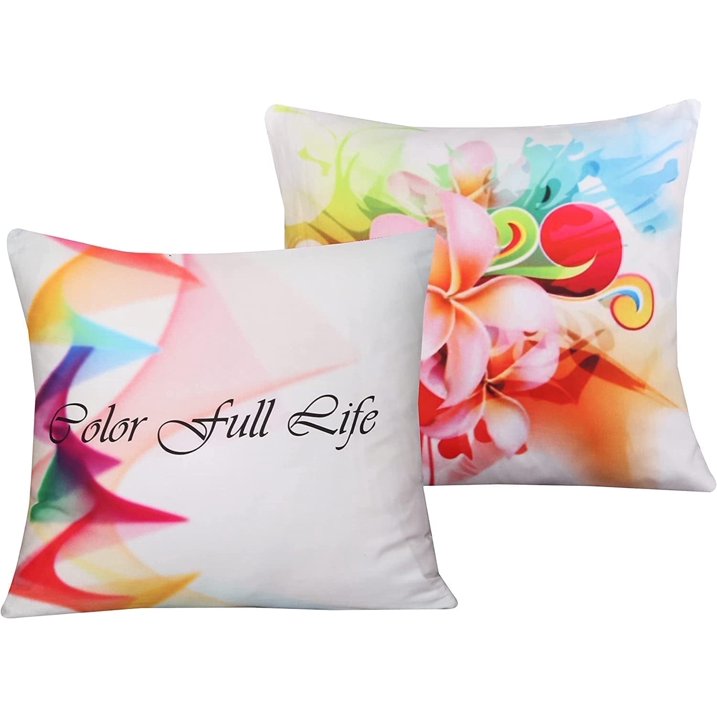 Cotton Fabric Throw Pillows, 2 Pack (16"x16") Cover & Insert, Green Abstract Floral