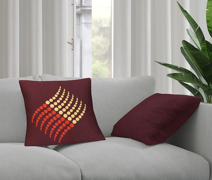 کپاس کے فیبرک کے تکیے، 2 کا پیک (18"x18") صرف کور، برگنڈی