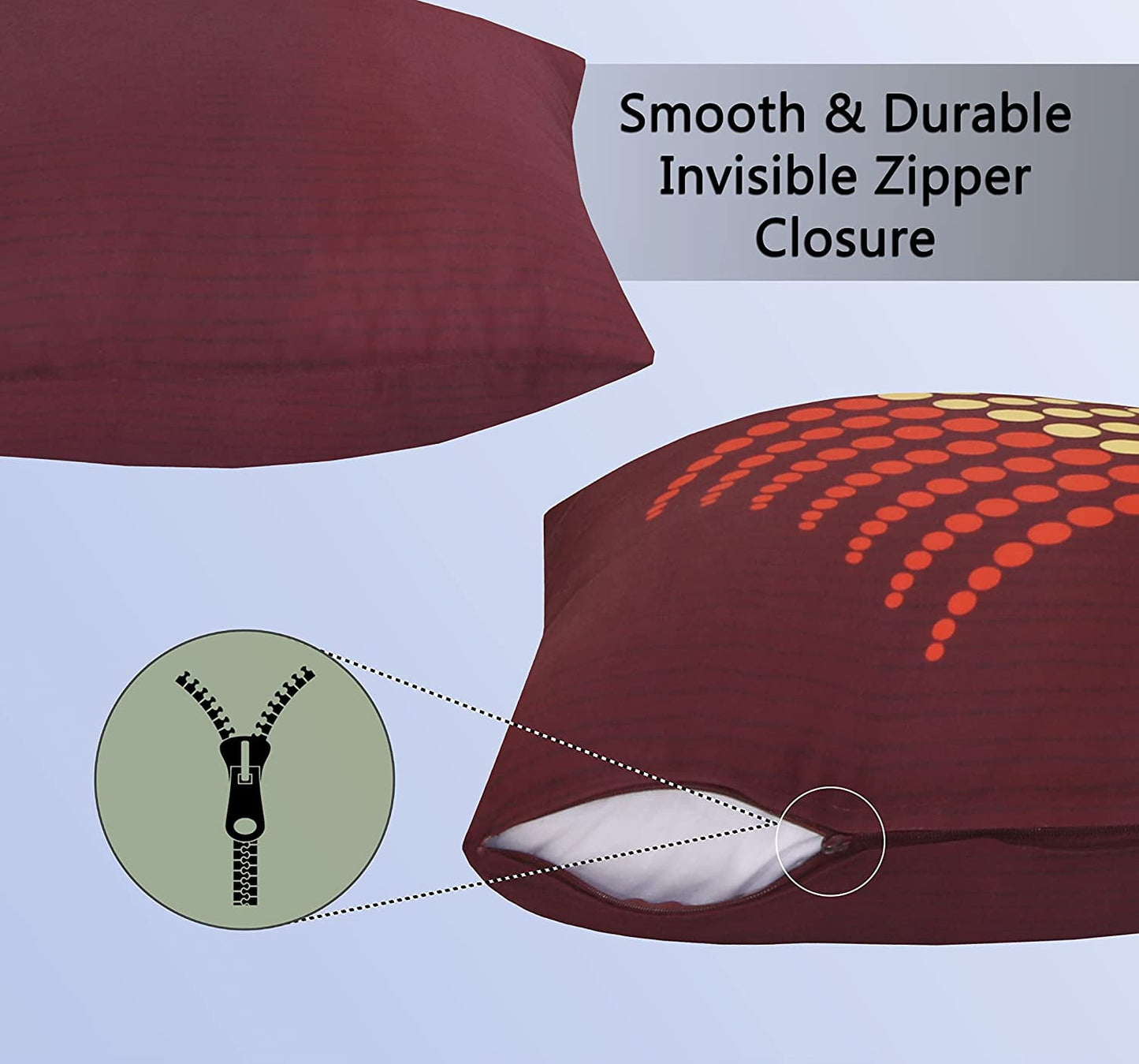 Cotton Fabric Throw Pillows, 2 Pack (18"x18") Cover Only, Burgundy