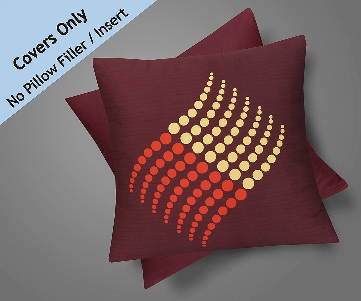 Cotton Fabric Throw Pillows, 2 Pack (18"x18") Cover Only, Burgundy