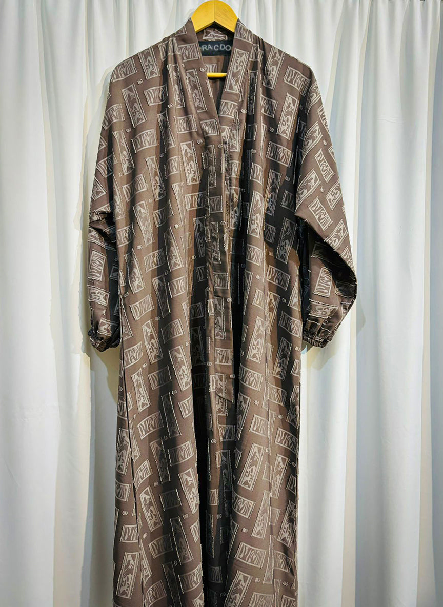 The Samira Jacquard Abaya by RACDO | Richly Textured Design