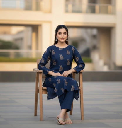 Navy blue women 2 piece dress RACDO Market
