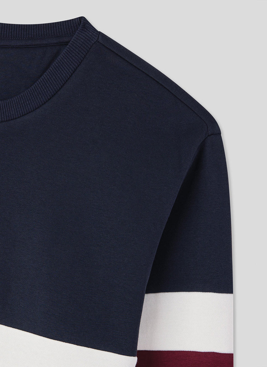 Men’s Color-Block Crewneck Sweatshirt “5th Avenue” – Navy/White/Burgundy