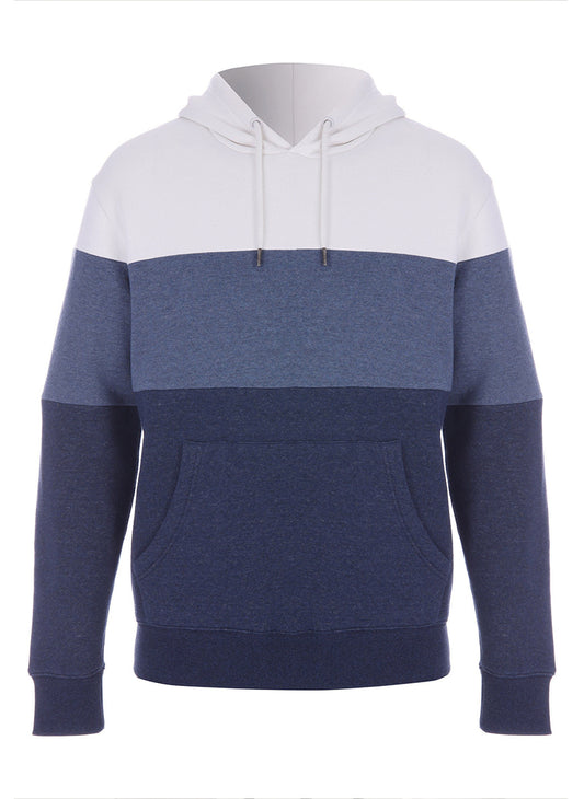 Men’s Color-Block Hoodie – White/Slate Blue/Navy