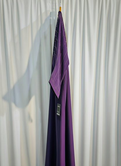 Embellished Open-Front Abaya with Kimono Sleeves & Belt