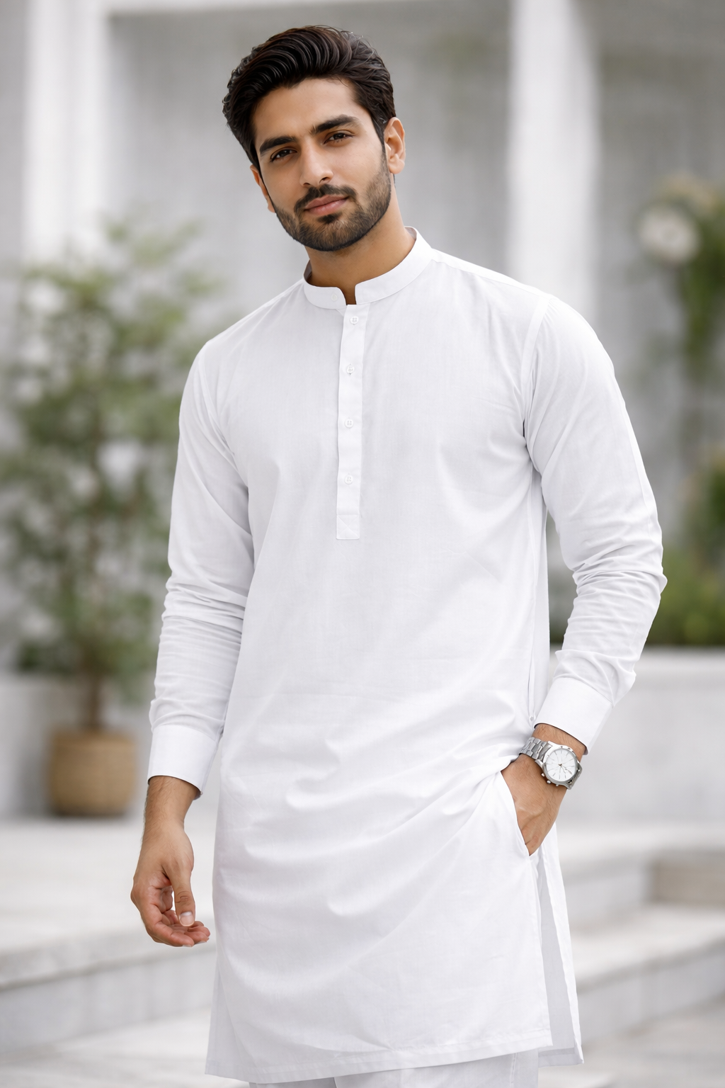 Royal White Premium Unstitched Suit
