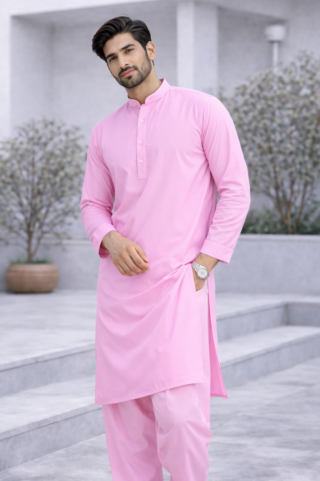 Classic Pink Men’s Unstitched Suit
