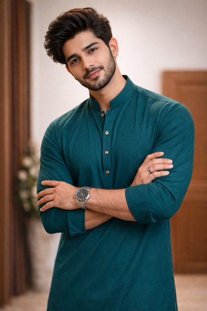 Emerald Teal Classic Kurta Suit