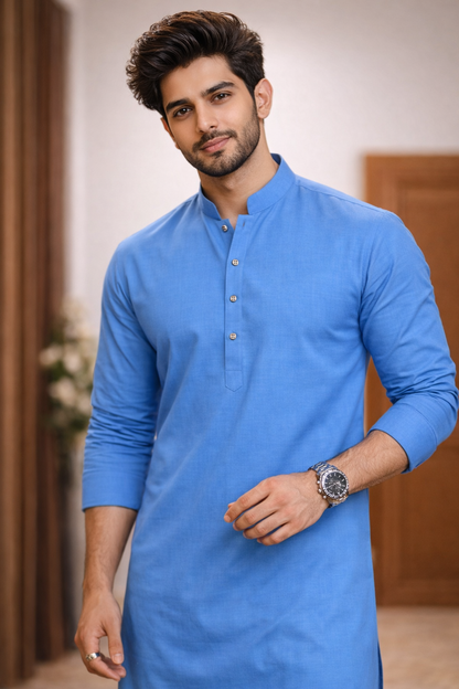 Sky Blue Heritage Kurta Suit