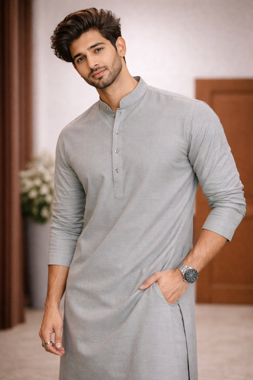 Stone Grey Elite Kurta Suit