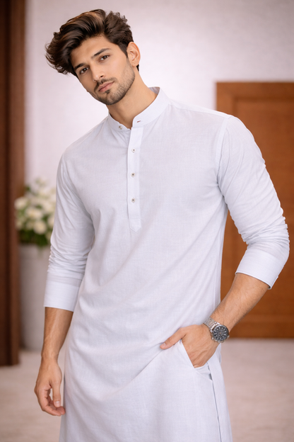 Pure Ivory Classic Kurta unstiched suit