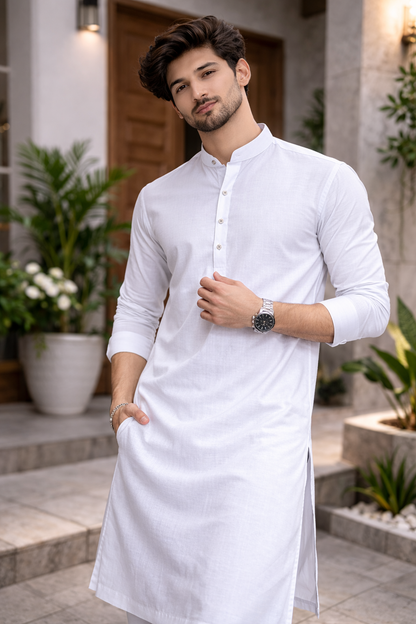 Pure Ivory Classic Kurta unstiched suit