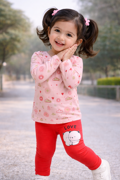 RACDO Little Love Bunny Girls Co-Ord Set – Cute & Comfortable Kids Outfit