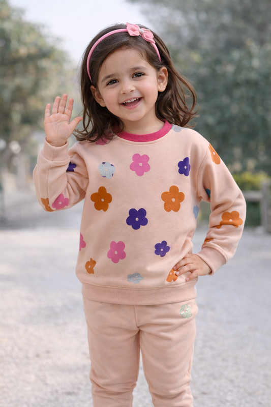 RACDO Blossom Charm Girls Winter Co‑Ord Set | Premium Kids Winter Outfit – RACDO MARKET
