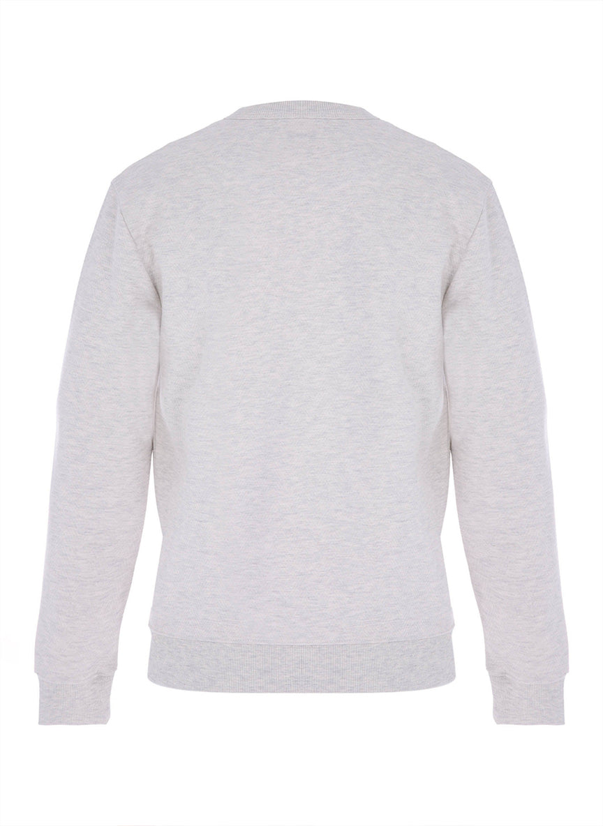 Mens Ecru Textured Crew Neck Sweatshirt