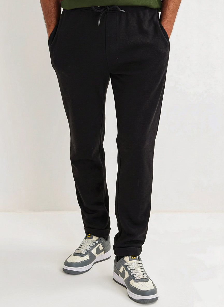 Men's Black Plain Smart Joggers