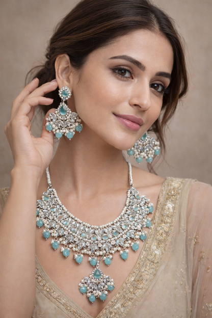 RacdoMarket gold tone jewelry necklace with matching earrings
