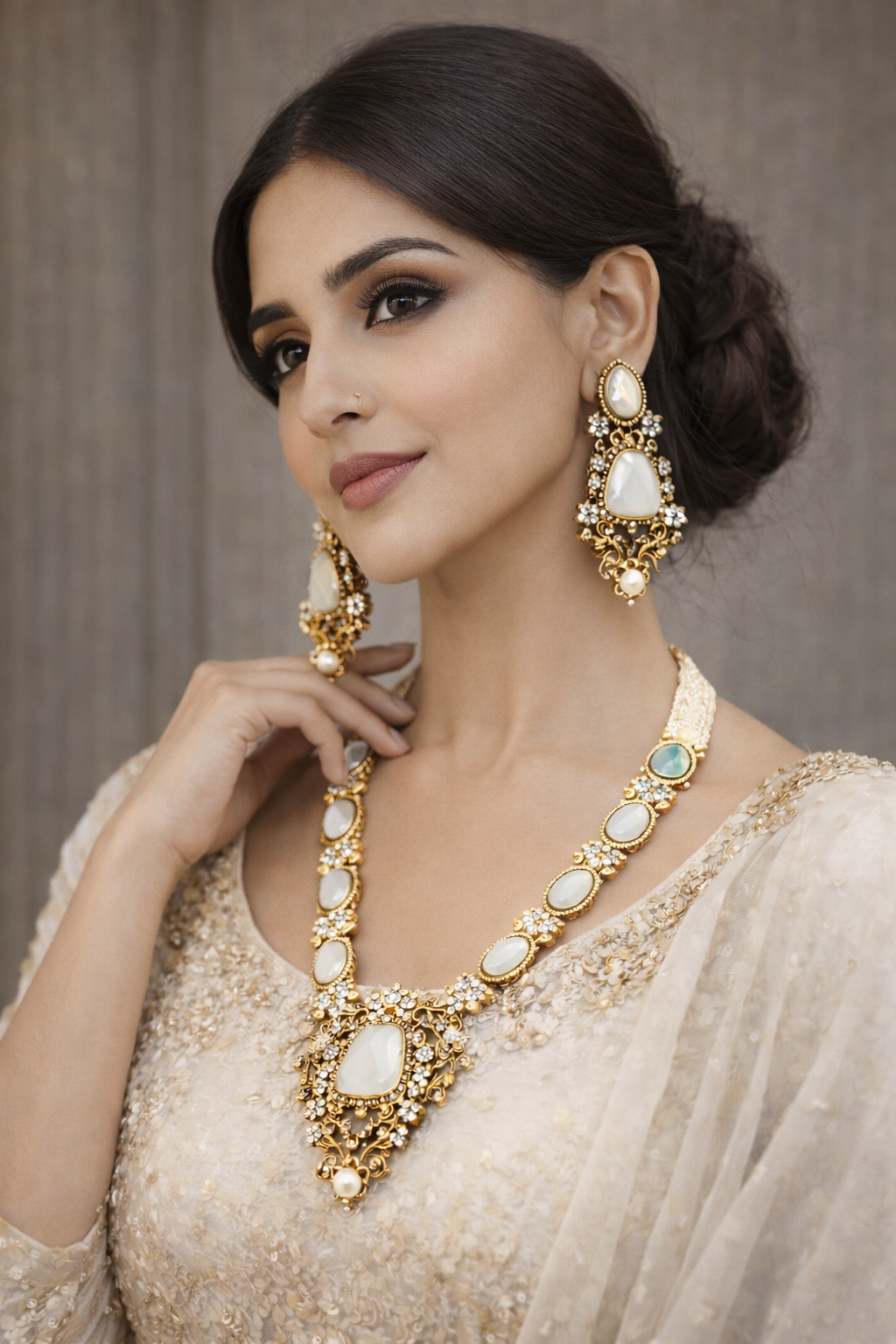 Elegant Racdo jewelry set with necklace and earrings
