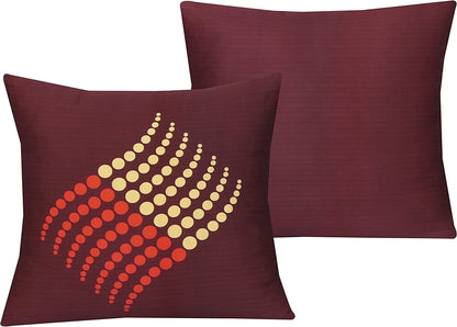 کپاس کے فیبرک کے تکیے، 2 کا پیک (18"x18") صرف کور، برگنڈی