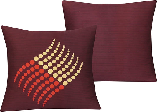 Cotton Fabric Throw Pillows, 2 Pack (18"x18") Cover Only, Burgundy