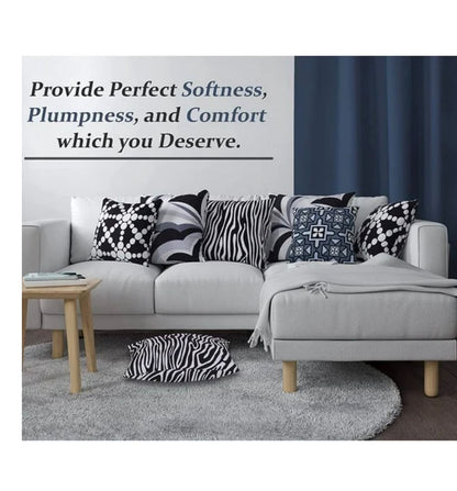 Cotton Fabric Throw Pillows, 4 Pack (16"x16") Cover & Insert, Black and Grey