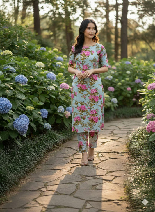 Mint Green Lilen Printed 2PC Unstitched