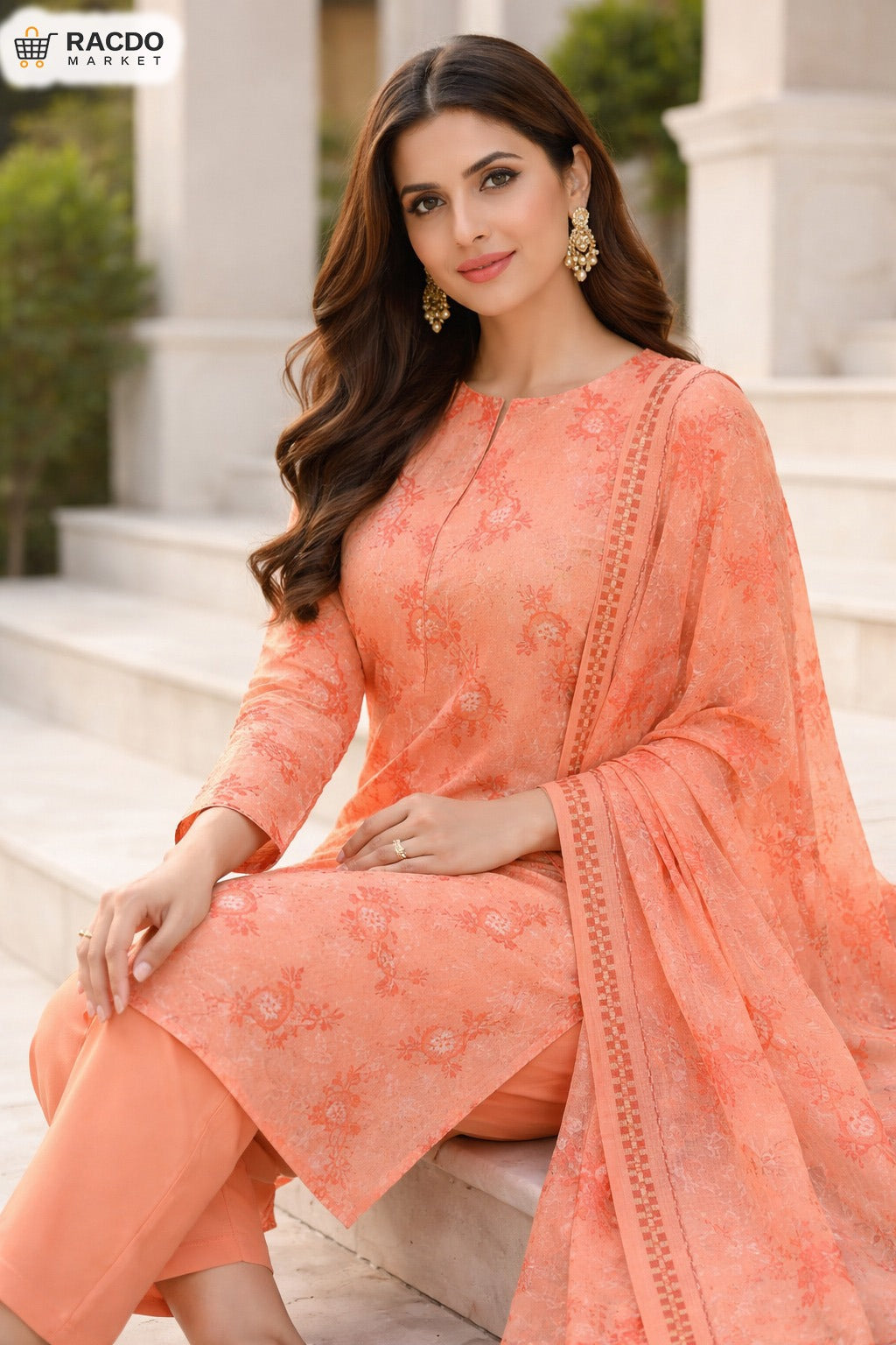 racdo premium 3 piece lawn suit for women