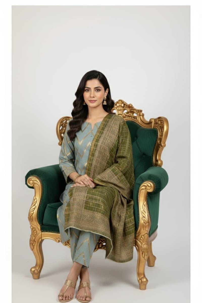 3-Piece (Shirt & Shalwar) Recdo Market Luxe Jacquard Viscose