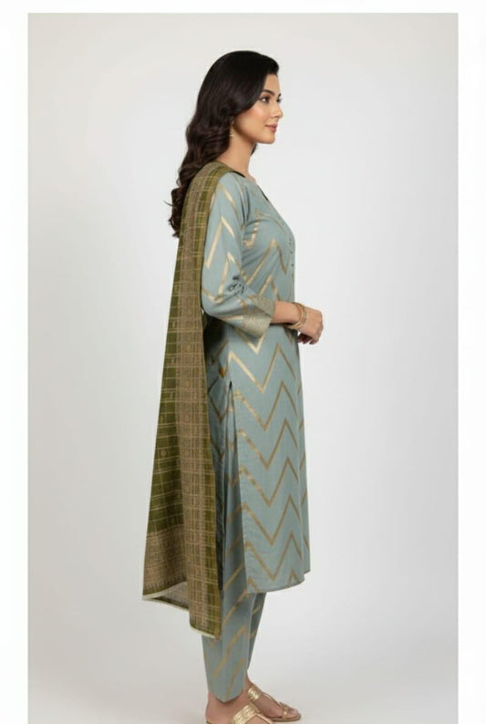 3-Piece (Shirt & Shalwar) Recdo Market Luxe Jacquard Viscose