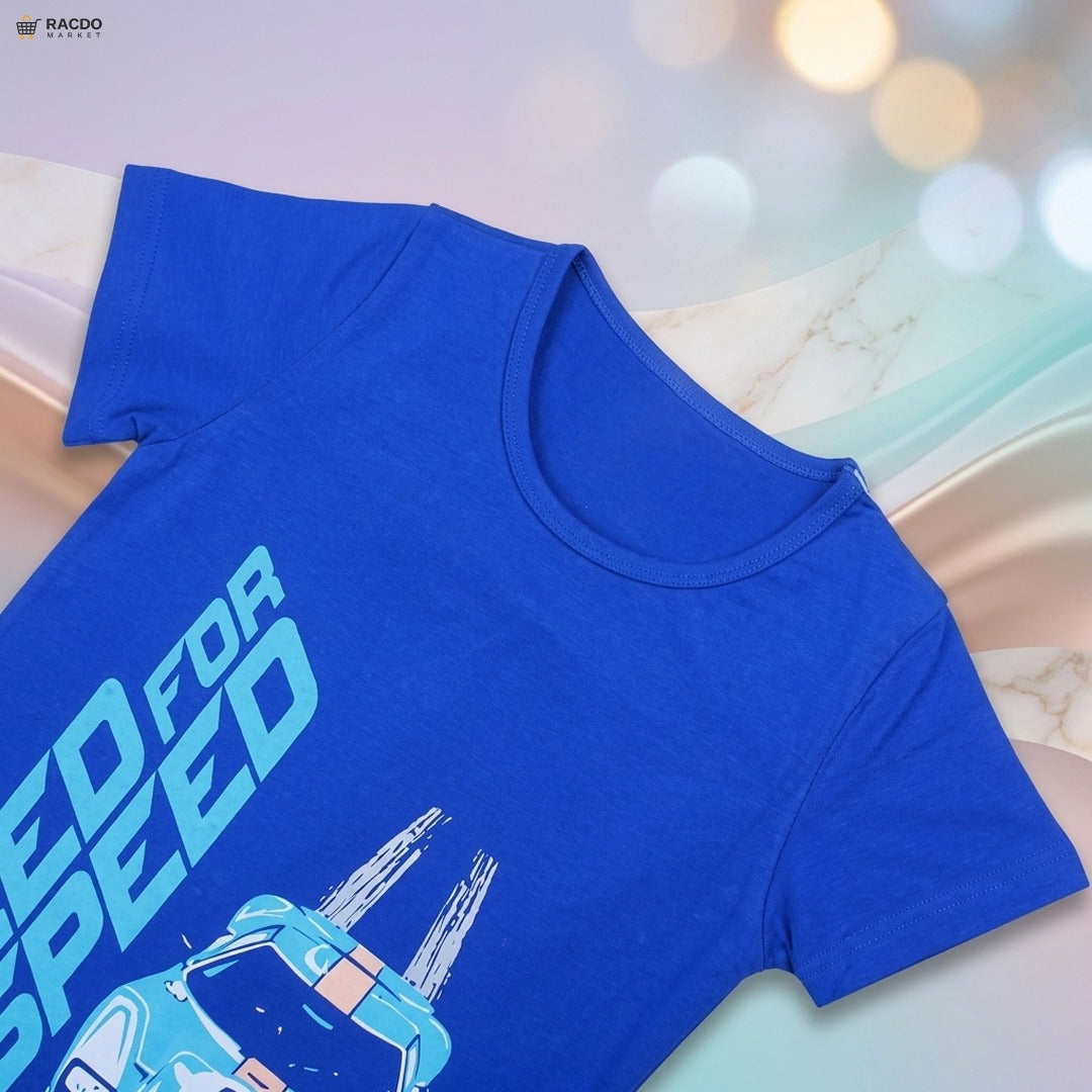 Racdo Kids Blue Car Graphic T-Shirt – Stylish & Comfortable Daily Wear