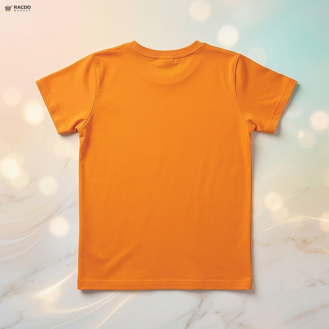 Racdo Orange Dinosaur Graphic T-Shirt for kids – Stylish & Comfortable Daily Wear Tee