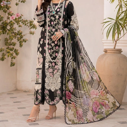Floral Printed 3 Piece Lawn Suit for Women – Elegant Summer Unstitched Dress Pakistan | RACDO Market