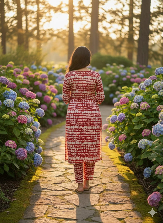 Maroon Crepe Fabric Printed 2PC Unstitched