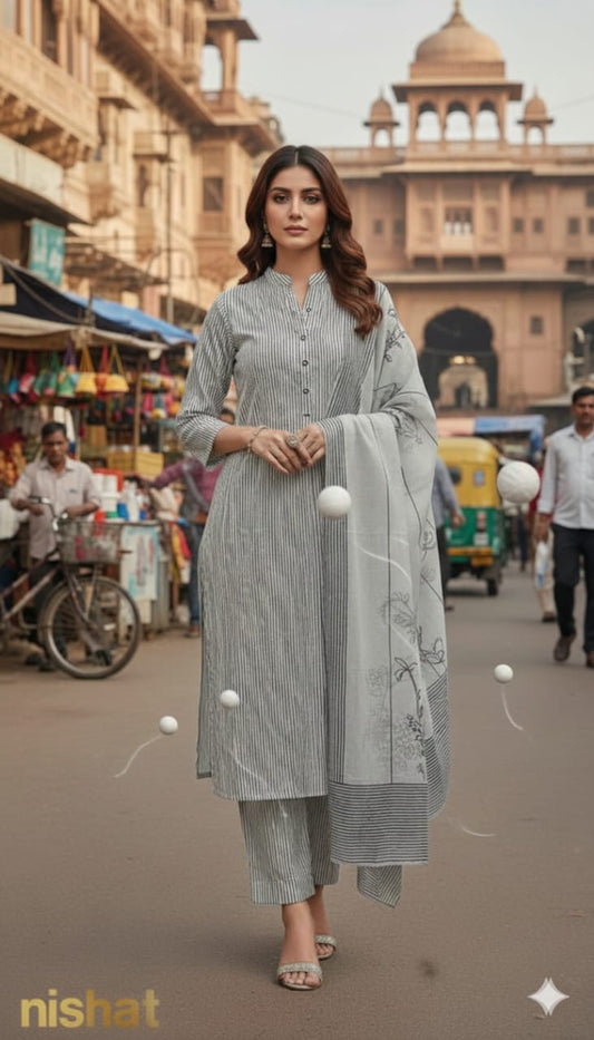 Grey Zari Lawn Printed 3PC Unstitched