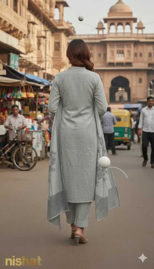 Grey Zari Lawn Printed 3PC Unstitched