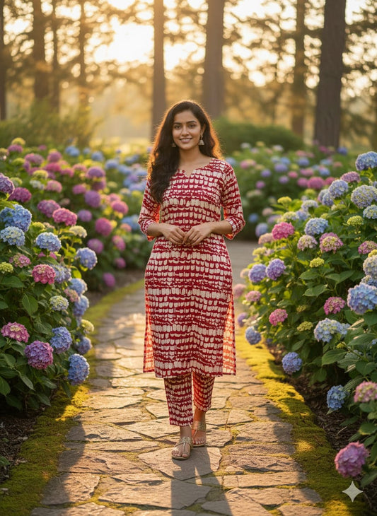 Maroon Crepe Fabric Printed 2PC Unstitched