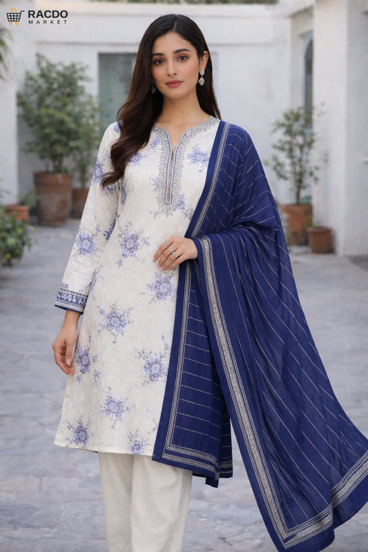 Racdo Premium 3 piece lawn suit  for women