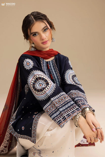 Dhanak Embroidered Shirt & Sleeves | Premium Unstitched Suit – RACDO MARKET