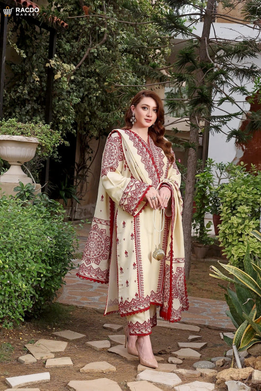 Premium Red Unstitched Suit Fabric – Skin With Red Suit | RACDO MARKET