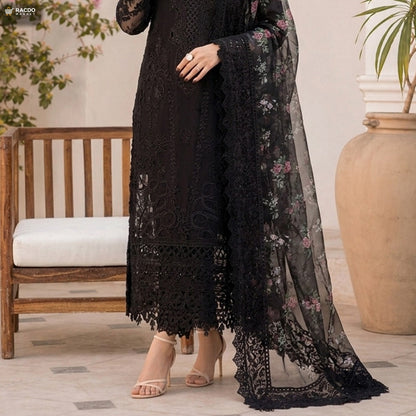 3PC Dhanak Embroidered Unstitched Dress V520 – Premium Chikan Kari Suit | RACDO Market